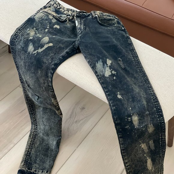 Represent denim gray bleach dyed jeans with raw hem Size 30 - Picture 2 of 4